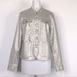 Dana Buchman Metallic Gold Snakeskin Jean Jacket 8